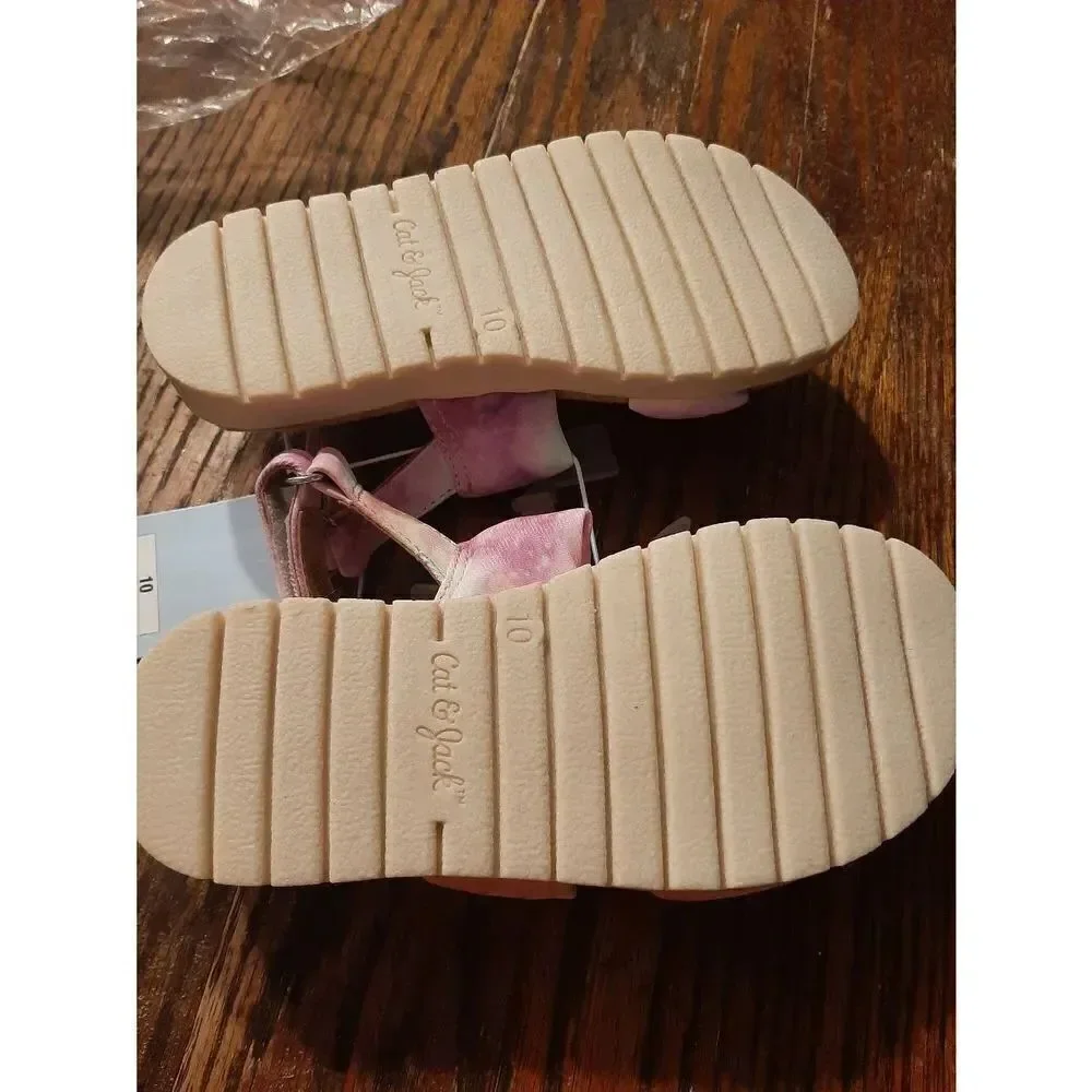 New Girls Size 10 Cat & Jack Cate Sandals Summer Shoes Hook and Loop NWT